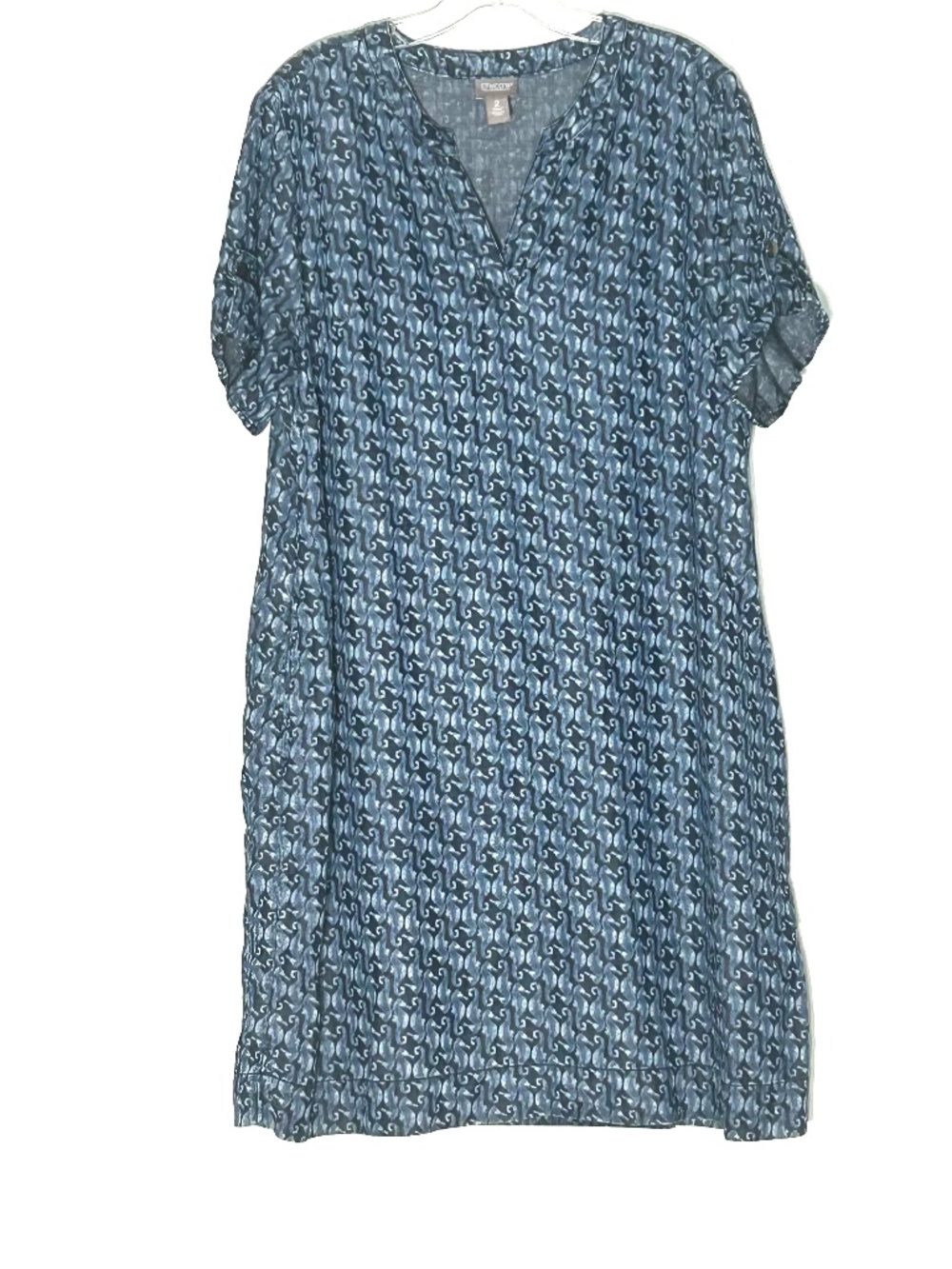 Chico's Blue Printed Midi Dress Size 2
